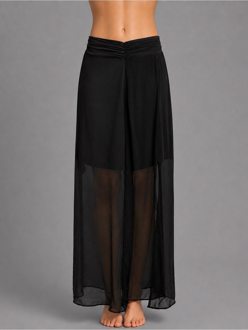 Steampunk Sheer Cover Long High Low Black Skirt sz XS/S